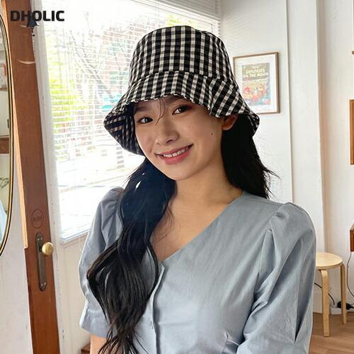 韓国 ファッション 帽子 ハット チェック パターン バケットハット 小顔 カジュアル ガーリー 春 夏 Dholic 通販 Paypayモール