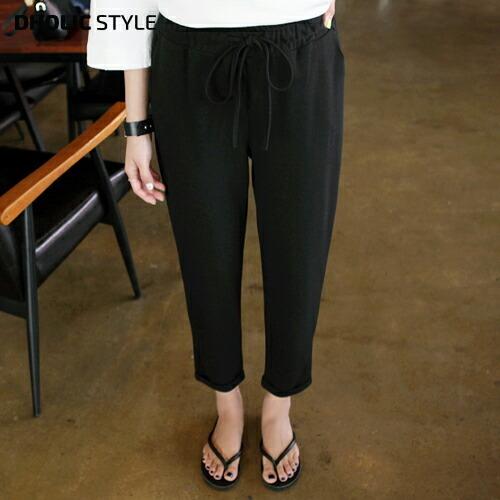 特別セーフ レディース 韓国 ボトムス パンツ ロング丈 ロングパンツ 無地 スリム クロップド テーパードパンツ ウエストゴム ワンマイルウェア 部屋着 春