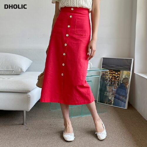ファッション ライトニングボルト 韓国 ファッション ボトムス スカート ロング ロングスカート ボタン Hライン 大人 ポケット フィット 上品 フェミニン デイリー 体型カバー 細身 スリム 春 夏 76ckfrinma Refugioneumeyer Com