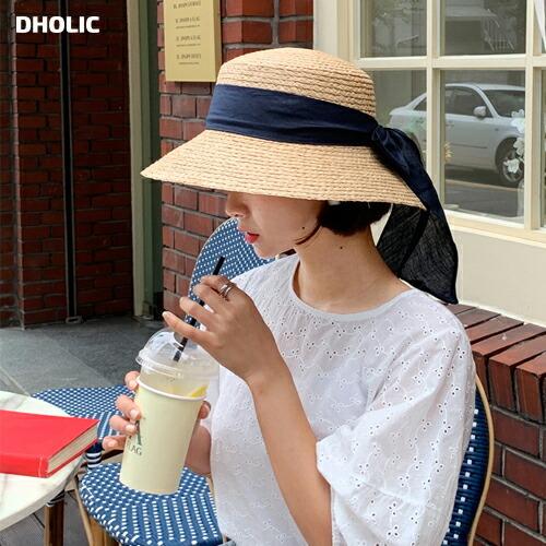 韓国 ファッション 帽子 ハット ラフィアハット つば広 リボン 麦わら帽子 麦わら ラウンド ビーチ 海 旅行 リボンハット カジュアル 夏 Dholic 通販 Paypayモール