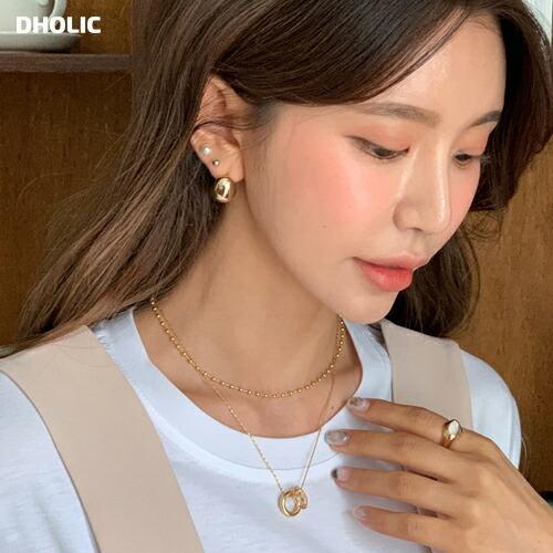 ダブルリングネックレスset 全2色 D574 レディース Acc 韓国 ファッション アクセサリー ジュエリー ネックレス ダブルリング リング シンプル ボール Dholic 通販 Paypayモール