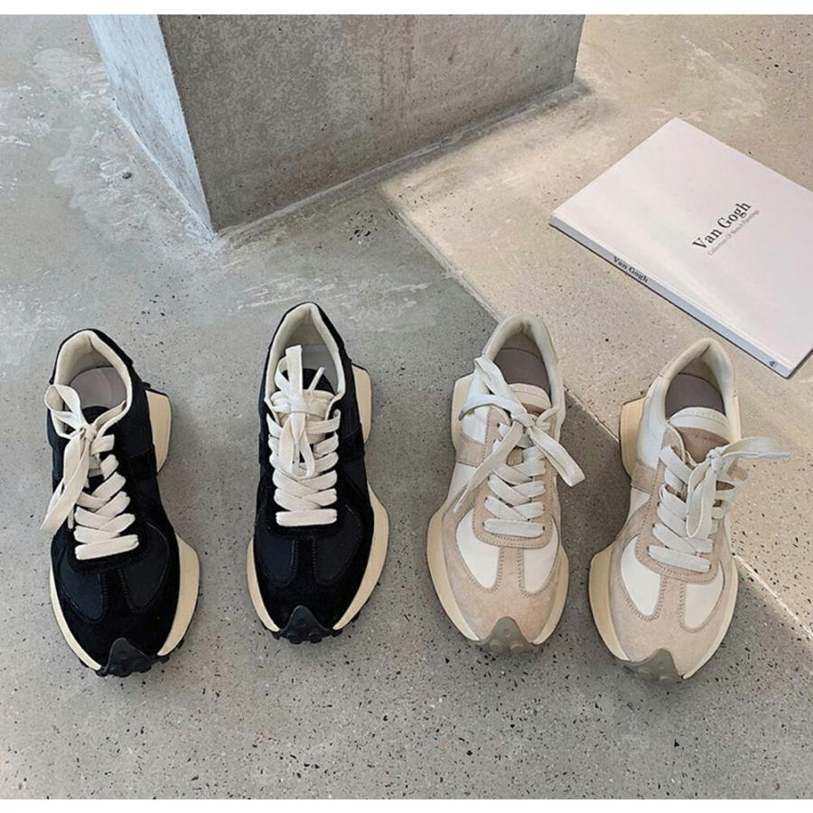 韓国ファッション シューズ 靴 スニーカー 運動靴 ラウンドトゥ レースアップ ボリュームソール 厚底 パステルカラー アースカラー カジュアル 冬 Dholic 通販 Paypayモール