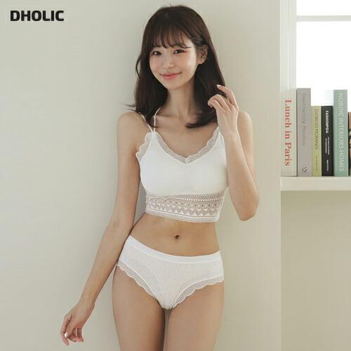 韓国 ファッション アンダーウェア ランジェリー 下着 セット ブラジャー ブラ ショーツ パンツ ユニーク スリム ピーナッツ パッド一 大人 ノンワイヤー 秋 春 Dholic 通販 Yahoo ショッピング