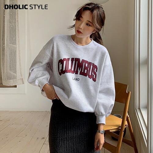 韓国 トップス スウェット トレーナー Tシャツ カットソー ティーシャツ 長袖 ドロップショルダー ルーズ オーバーサイズ ロゴ レタリング 裏起毛 保温 秋 冬 Dholic 通販 Yahoo ショッピング