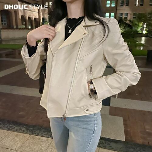 32 割引人気沸騰ブラドン 韓国 アウター ジャケット レザージャケット ライダースジャケット ジップアップ レザー調 レザーライク スリム タイト 無地 ホワイト 白 ショート 秋 冬 コート アウター レディースファッション ファッション Intercontactservices Com