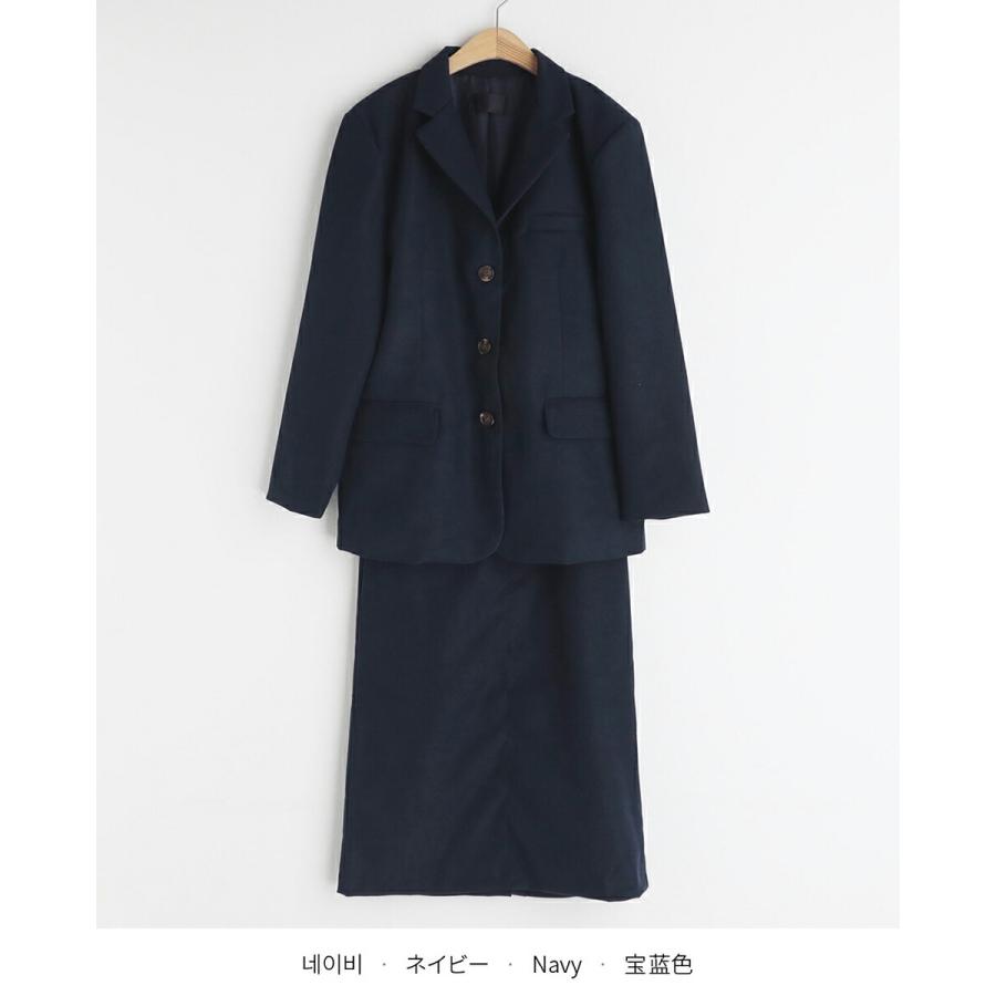 注目のブランド シンプル Hライン スエード調 カラーネック 長袖 セット スカート ジャケット アウター ファッション 韓国 上品 春 秋 デイリー オフィスカジュアル フェミニン その他コート アウター カラー ネイビー Reflect Com Pl