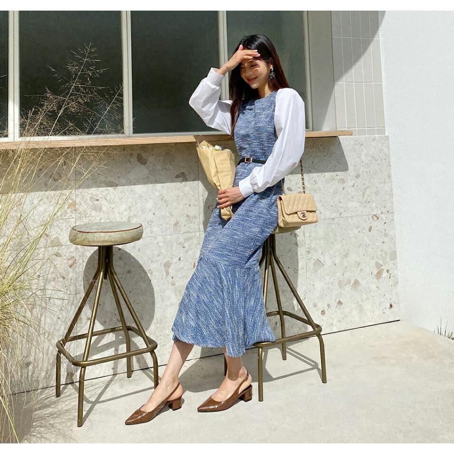 ません 韓国 ロング丈 シンプル スリム 体型カバー 秋 春 Dholic 通販 Paypayモール ワンピース ロング ロングワンピース 長袖 ラウンドネック ベルト付 ツイード ストレート 配色 大人 いいたしま