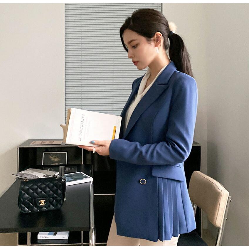 された アウター オフィスカジュアル オフィス 春 秋 韓国 ファッション Dholic 通販 Paypayモール ジャケット プリーツ ベルト ウエストマーク ユニーク 長袖 カジュアル 冬 ゴールド サイトに