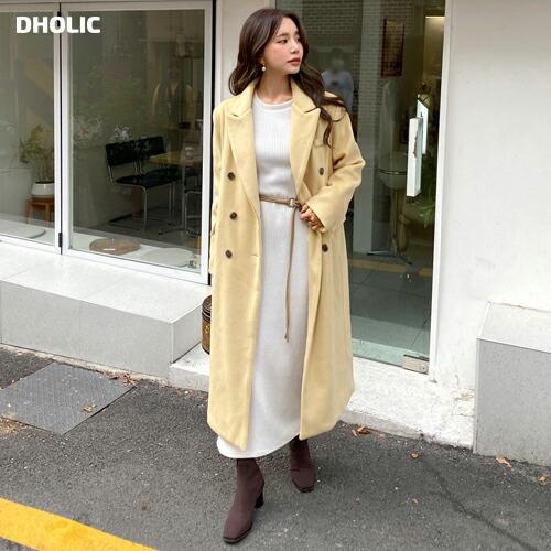 31 割引ファッションデザイナー 韓国ファッション アウター コート 長袖 カラーネック ストラップ付 キルト裏地 テーラード ロング丈 ウール混 無地 シンプル 大人 フェミニン カジュアル 秋 冬 コート アウター レディースファッション ファッション Solcaloja Med Ec