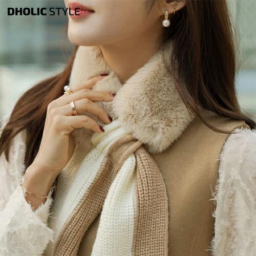 韓国ファッション マフラー ファーマフラー フェイクファー ファーライク スヌード ティペット ラウンド ショート丈 ふわふわ もふもふ カジュアル 冬 ファッション