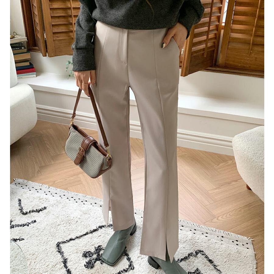 迅速な対応で商品をお届け致します 韓国 ボトムス ロング ロングパンツ スラックスパンツ スラックス スリット ポケット ストレート 無地 シンプル 体型カバー カジュアル 秋 冬1 944円 Aynaelda Com