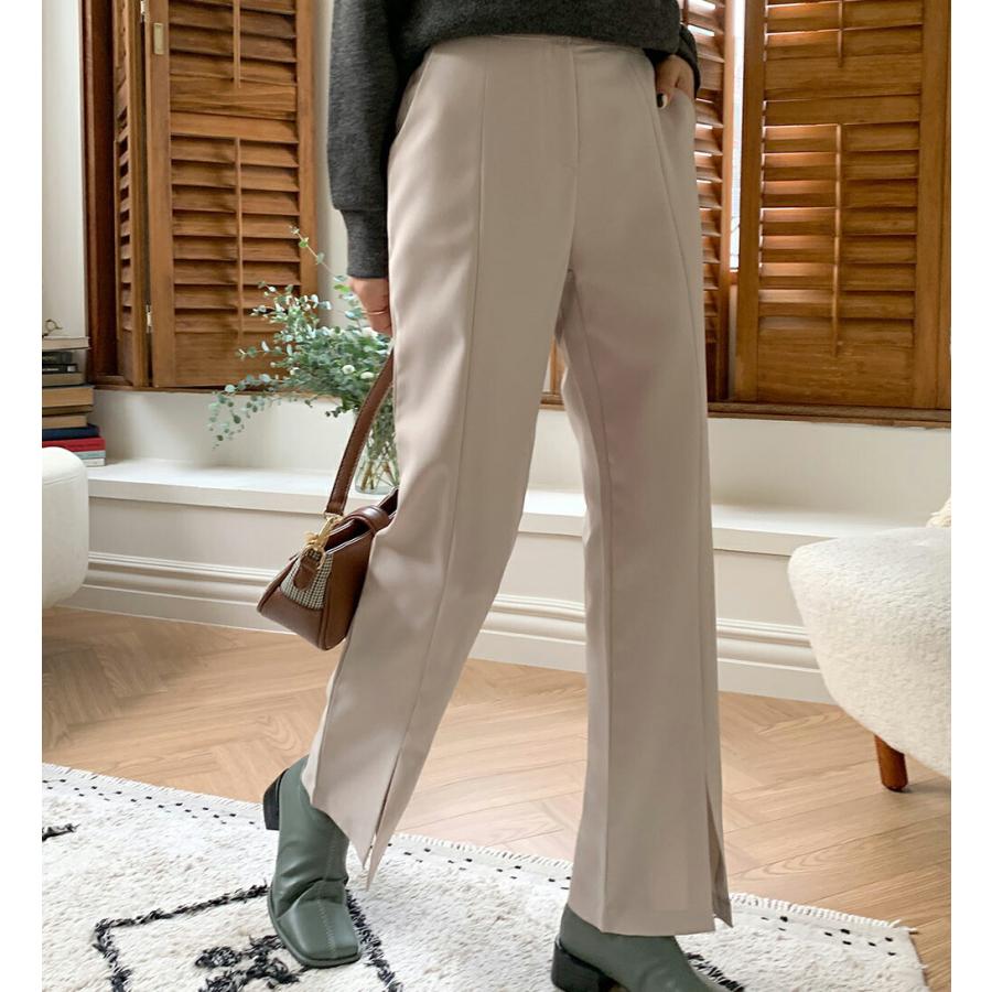 迅速な対応で商品をお届け致します 韓国 ボトムス ロング ロングパンツ スラックスパンツ スラックス スリット ポケット ストレート 無地 シンプル 体型カバー カジュアル 秋 冬1 944円 Aynaelda Com