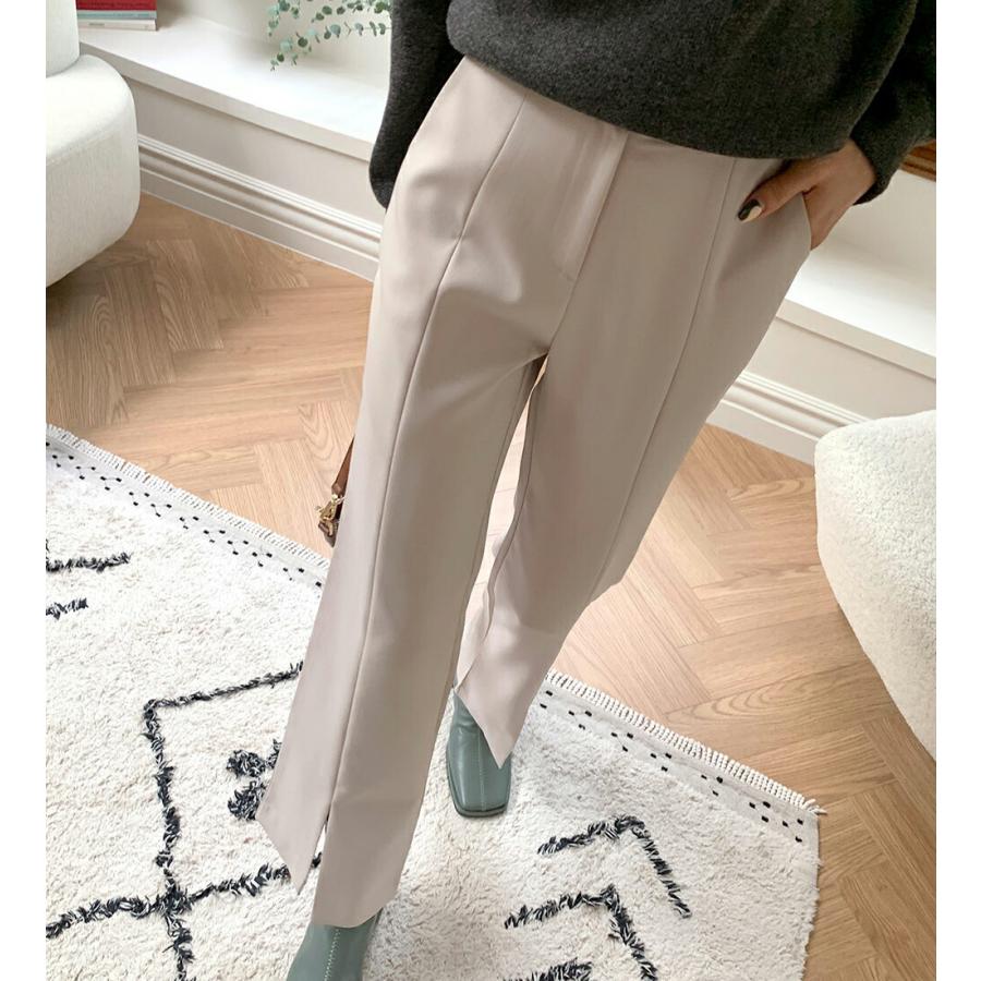 迅速な対応で商品をお届け致します 韓国 ボトムス ロング ロングパンツ スラックスパンツ スラックス スリット ポケット ストレート 無地 シンプル 体型カバー カジュアル 秋 冬1 944円 Aynaelda Com