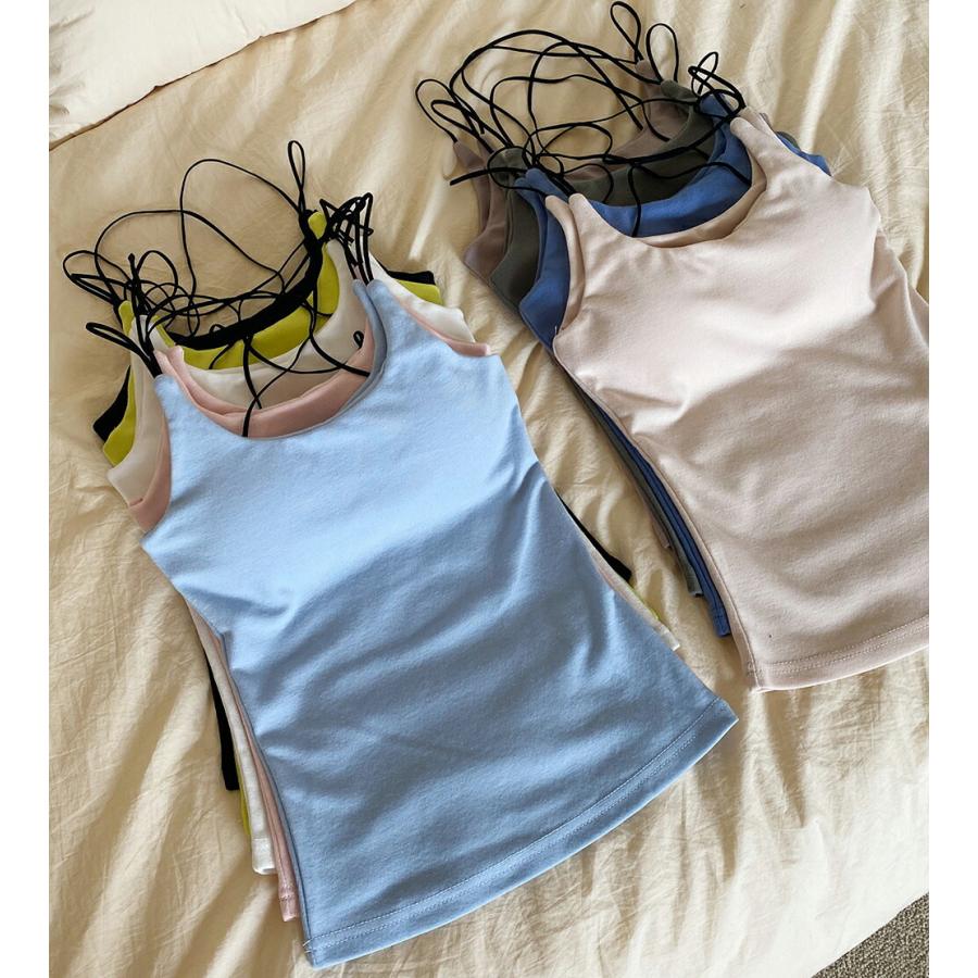 正規品 キャミソール インナー 無地 配色 肌見せ X字 バックストラップ セクシー カップ付き クロップド丈 春 夏 ブラ スリム パステル カラバリ 韓国ファッション Organizacaosilveira Com Br