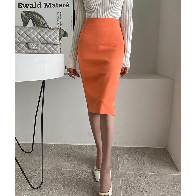 韓国ファッション スカート ロング丈 ハイウエスト バックファスナー 無地 Hライン スリム タイト 細 大人 スリット シンプル ベーシック デイリー 基本 夏 春 Dholic 通販 Paypayモール