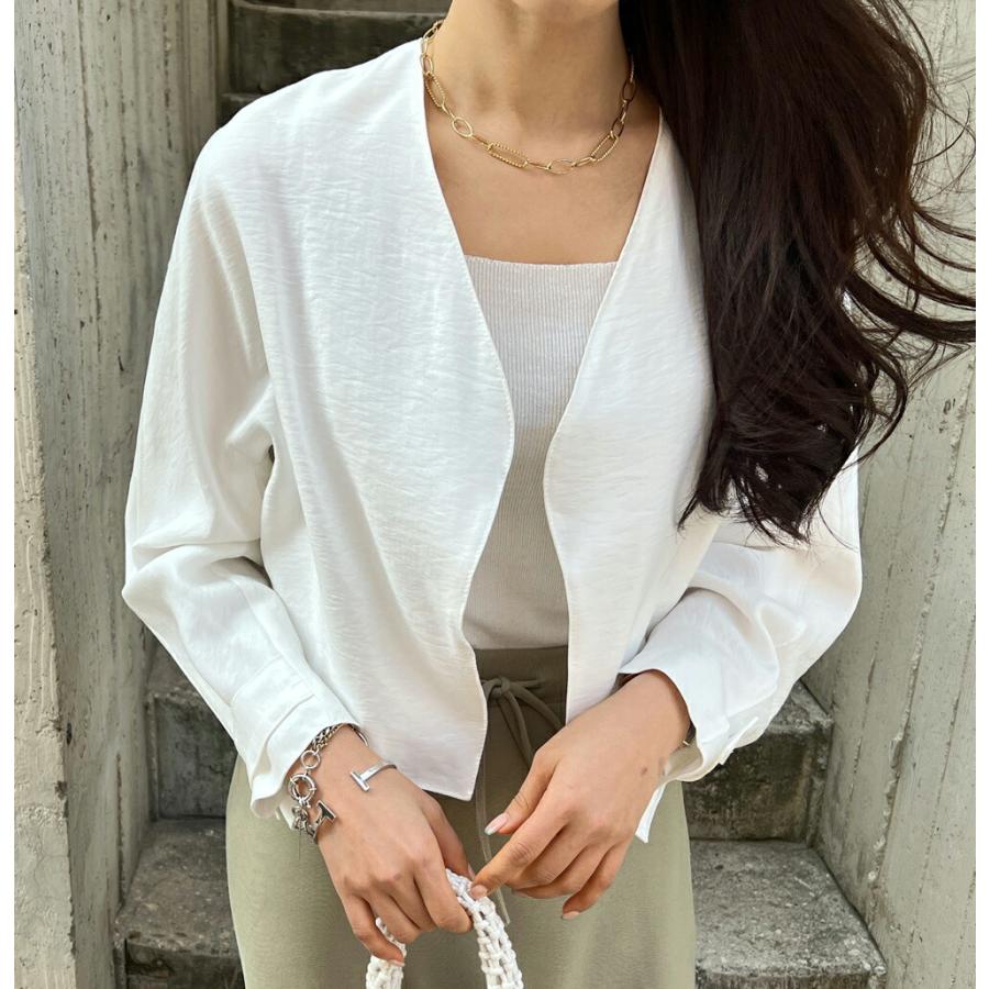 しておりま 韓国ファッション アウター ジャケット ノーカラー 長袖 袖