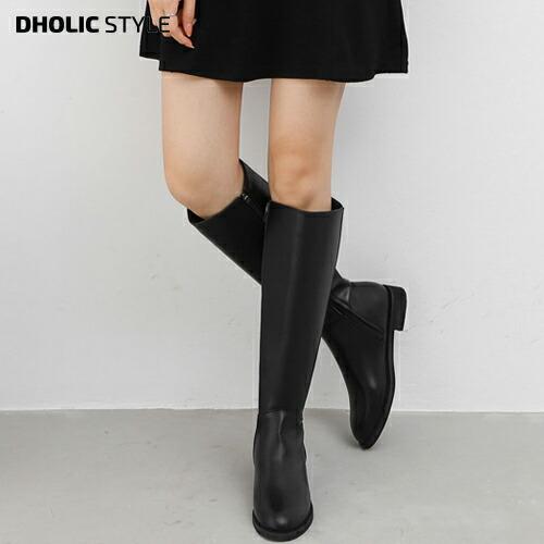 ブーツ ロング ロングブーツ 黒 ブラック モード かっこいい ヒール フェイクレザー 合皮 大人 韓国ファッション Dholic 通販 Yahoo ショッピング
