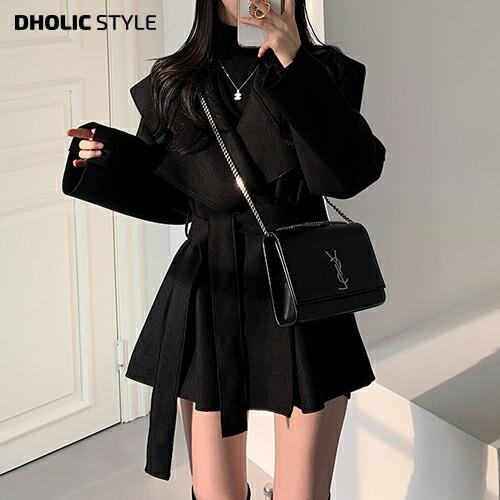 韓国ファッション アウター ジャケット オープンカラー 長袖 ショート