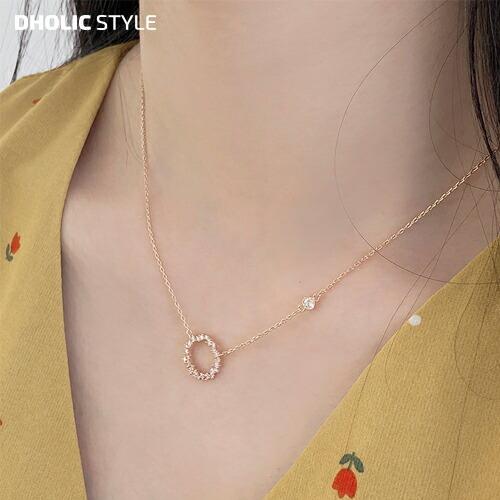 ネックレス サークルネックレス キュービックネックレス ジュエリー キュービック リングネックレス アクセサリー 秋 冬 Dholic 通販 Paypayモール