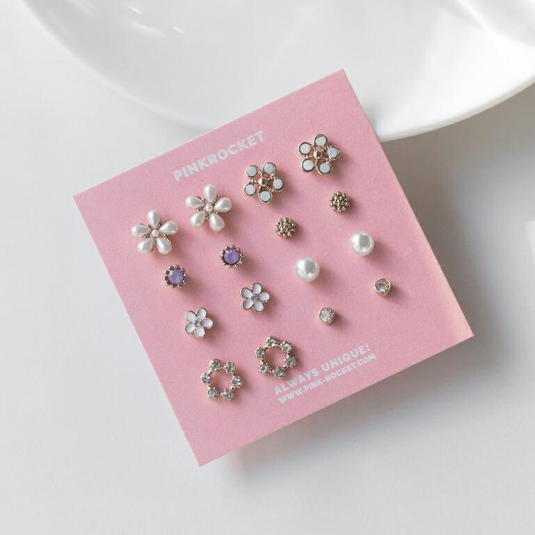アクセサリー ジュエリー セット ピアス ミニ 小ぶり 小型 小さい パール キュービック フラワー 花柄 レイヤード 夏 Dholic 通販 Paypayモール