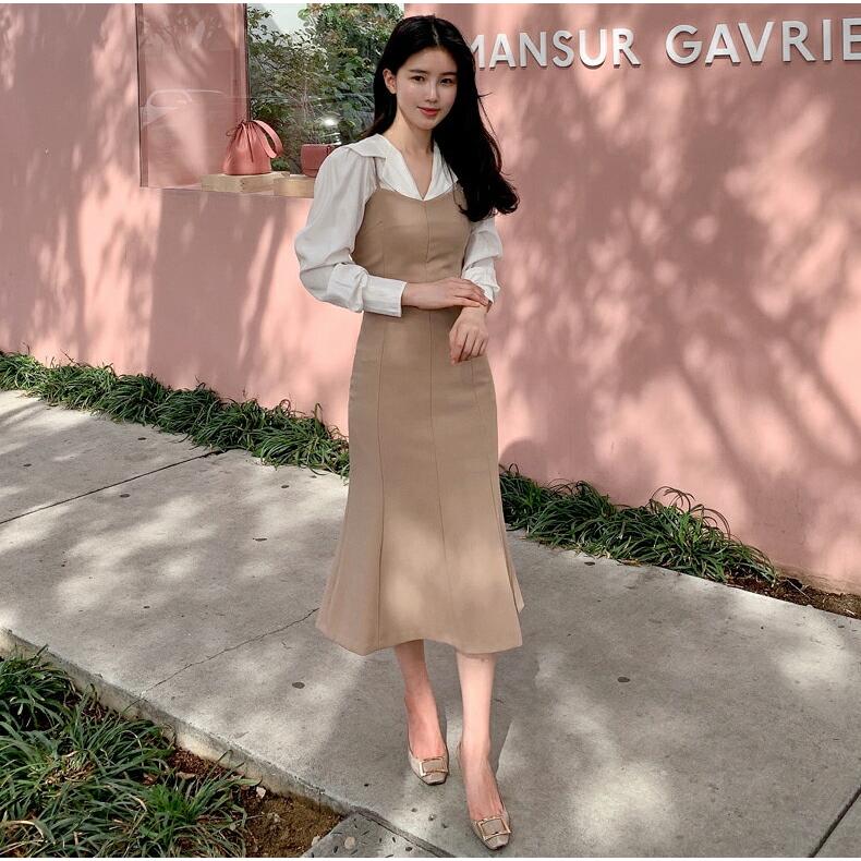 スリーブレ 韓国ファッション マーメイド 無地 大人 上品 秋 冬 Dholic 通販 Paypayモール ワンピース ロングワンピース ロング丈 キャミソール ノースリーブ スリーブレス ビスチェ タイト スリム ノースリー