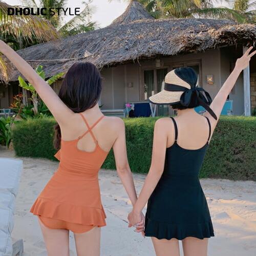 ワンピース ミニ丈 ミニワンピース バッククロス 水着 ビーチウェア シンプル フリル フリルヘム ラップワンピース 夏アイテム 夏 Dholic 通販 Paypayモール