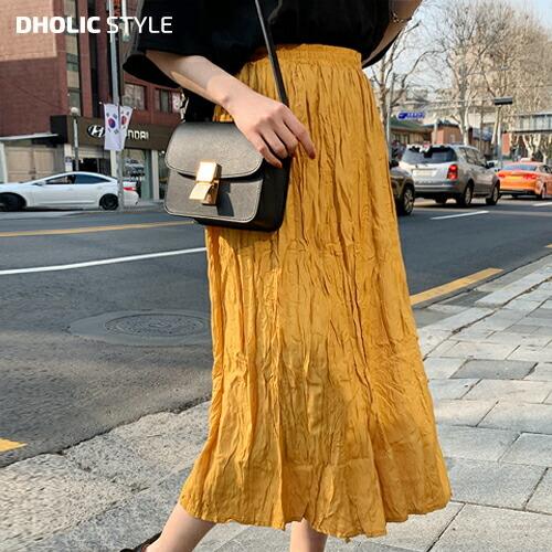 スカート ロングスカート ロング丈 リンクル かわいい ガーリー フェミニン 春 ロング丈 Dholic 通販 Paypayモール