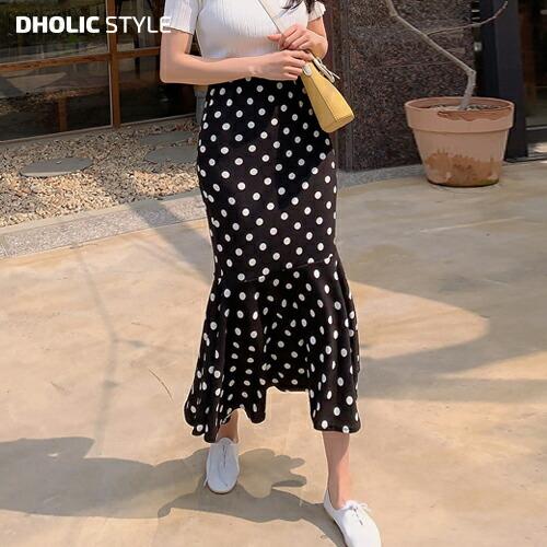 スカート ロングスカート ロング丈 マーメイドスカート マーメイド ドット かわいい ガーリー フェミニン 春 ロング丈 Dholic 通販 Paypayモール
