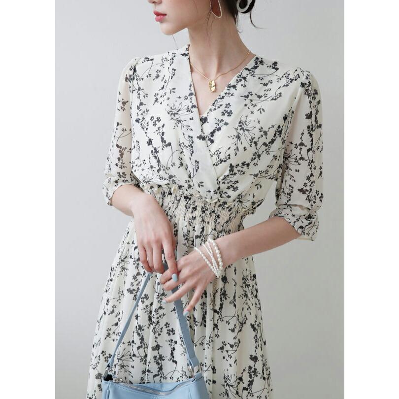 ワンピース ロング ロングワンピース 半袖 カシュクール Vネック 花柄 フラワー 上品 エレガント フェミニン 春 夏 ロング丈 Dholic 通販 Yahoo ショッピング