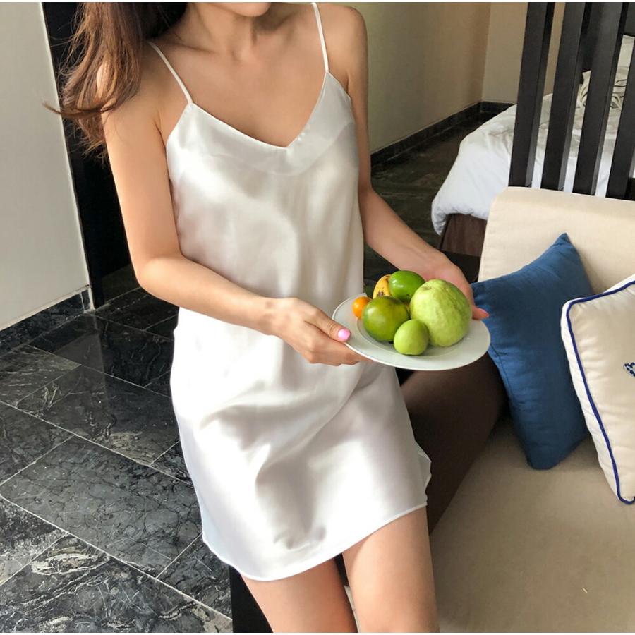 韓国ファッション アンダーウェア パジャマ スリップ ミニ丈 ミニワンピース スリップワンピース スリーブレス 夏 透け感 春 サテン セクシー 無地 大人 直送商品
