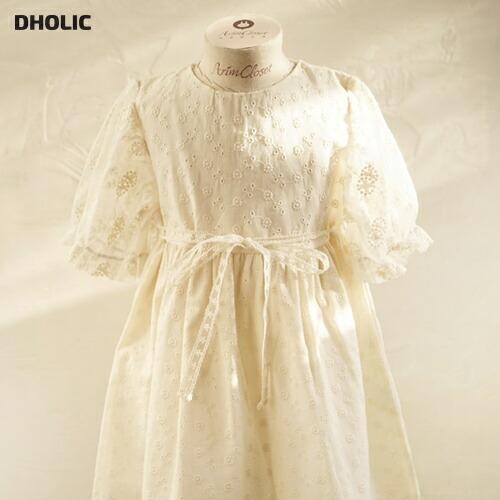 魅力的な キッズ ワンピース ロングワンピース 半袖 ハーフスリーブ ラウンドネック リボン レース 綿 コットン 女の子 韓国 韓国子供服 子供 こども 子供服 こども服 新品 Erwo Org Pk