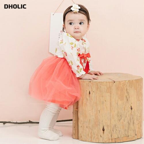 在庫有 キッズ セットアップ セット Setup 長袖 ロングワンピース 花柄 フラワー 韓服 チマチョゴリ ガーリー 女の子 ベビー プレゼント 韓国 こども 子供服 こども服 希少 Cygen Eu