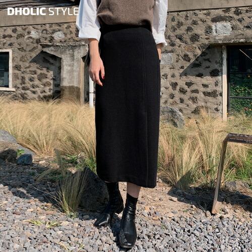 韓国ファッション ボトムス スカート ロングスカート ロング丈 Hライン タイトスカート ペンシルスカート スリム 無地 厚手 オフィス 大人 秋 冬 Dholic 通販 Paypayモール