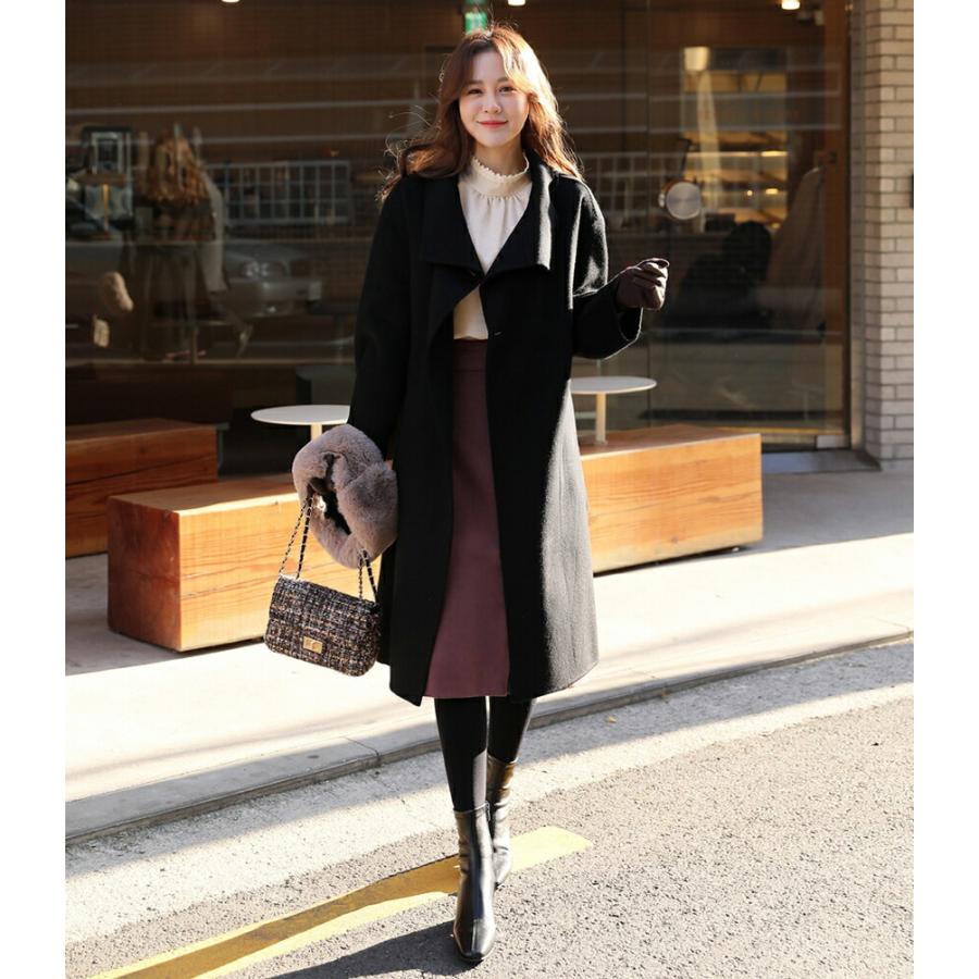 カジュアル 韓国ファッション 上品 大人 オフィス カジュアル 秋 冬 Dholic 通販 Paypayモール アウター コート ロングコート 長袖 カラー 襟 無地 ルーズ オーバーサイズ ストラップ そのためお