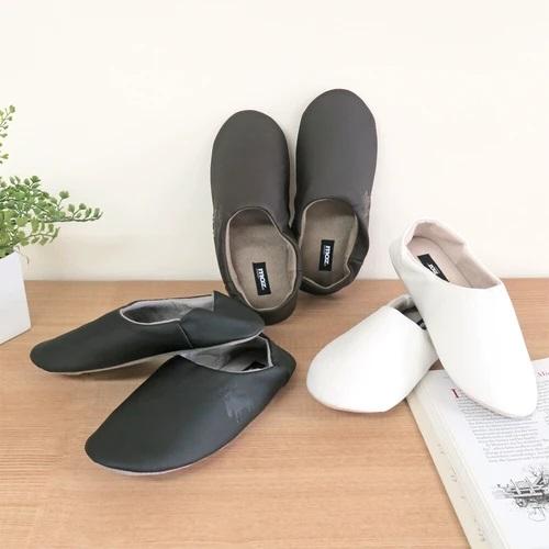 【普通郵便送料無料】moz モズ　洗えるレザールームシューズ　アイボリー　ホワイト　ブラック　モノトーン　レディース　メンズ　北欧　エルク型押し【Dhruv】 | moz