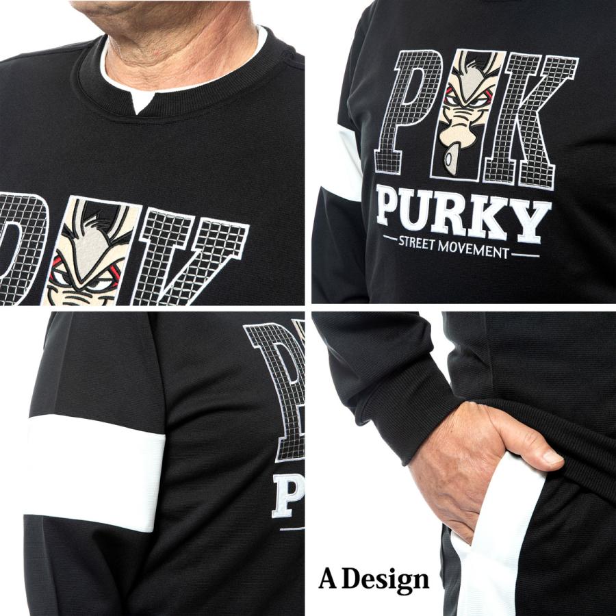 スウェット 上下 メンズ セットアップ パーキー 丸首 ハーフジップ