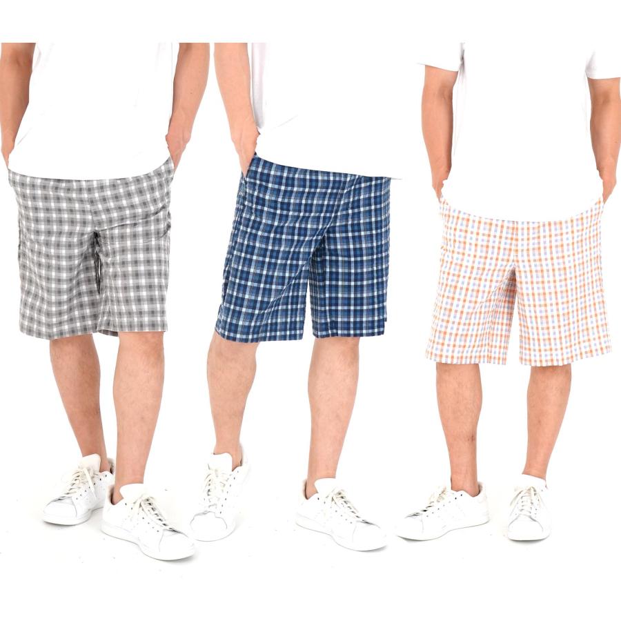 ハーフパンツ メンズ ひざ下 ショートパンツ 夏用 チェック柄 派手
