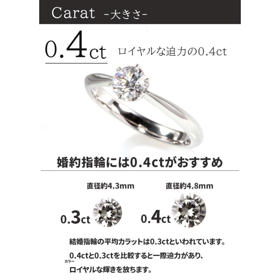 婚約指輪 0.4ct D-VVS2-3EX H&C ティファニー6本爪デザイン エンゲージ