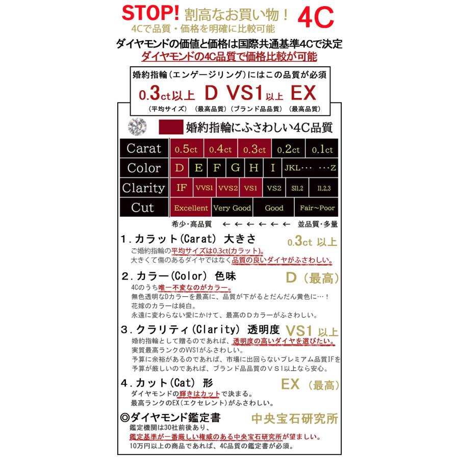 婚約指輪 0.4ct D-VVS2-EX 王道ティファニー6本爪デザイン 天然 