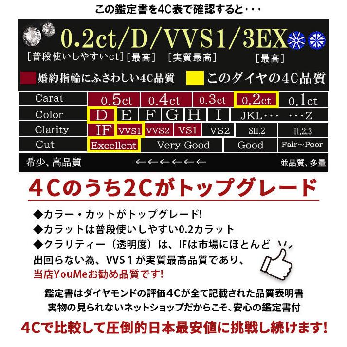 限定特価・高評価レビュー） 0.2ct Dカラー VVS1 EX 最高品質 天然
