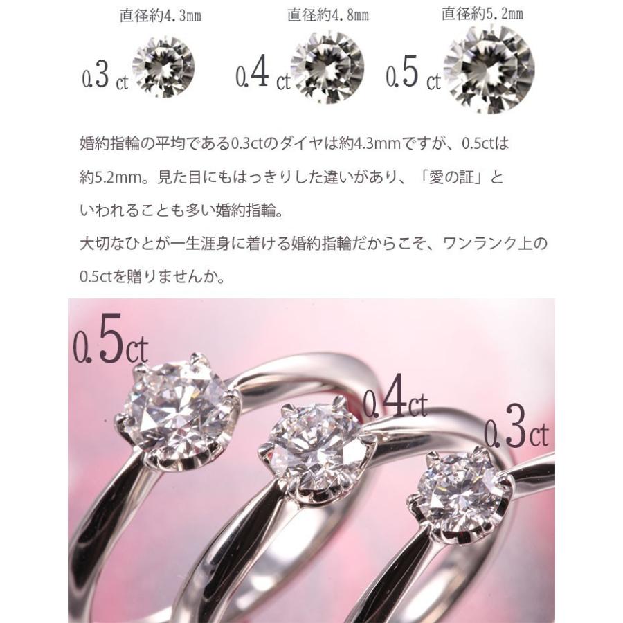 婚約指輪 0.5ct D-VVS2-3EX H&C ティファニー6本爪デザイン 一粒ダイヤ
