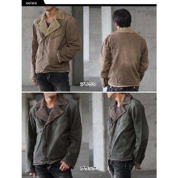 THINKFUR ボアライダースジャケット S ヘリンボーンストライプボアダブルライダースジャケット