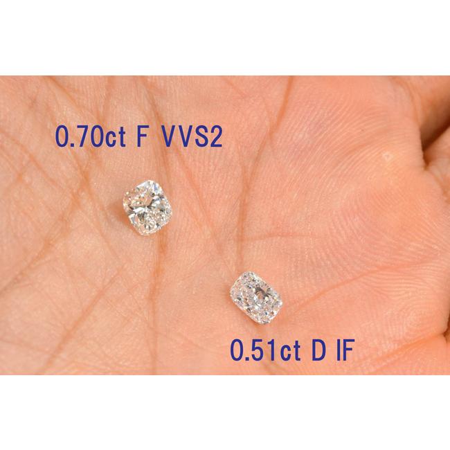 クッションカットダイヤ 0.5カラット D IF【GIA鑑定書刻印つき】ダイヤ原石写真あり 白さと輝きさん |  | 09