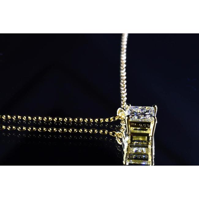 0.5カラット プリンセスカット ダイヤ一粒ネックレス イエローゴールド 