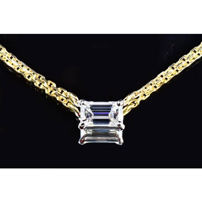 エメラルドカット ダイヤネックレス K18ゴールド 0.35カラット D IF