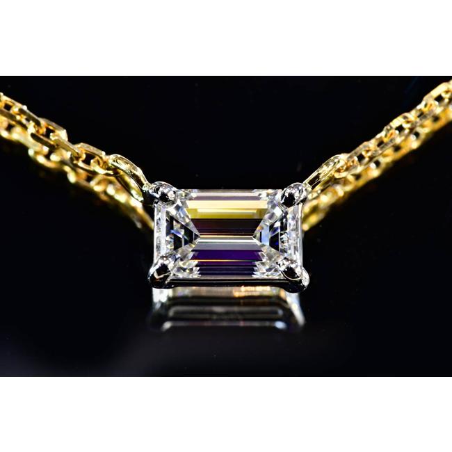 エメラルドカット ダイヤネックレス K18ゴールド 0.35カラット D IF