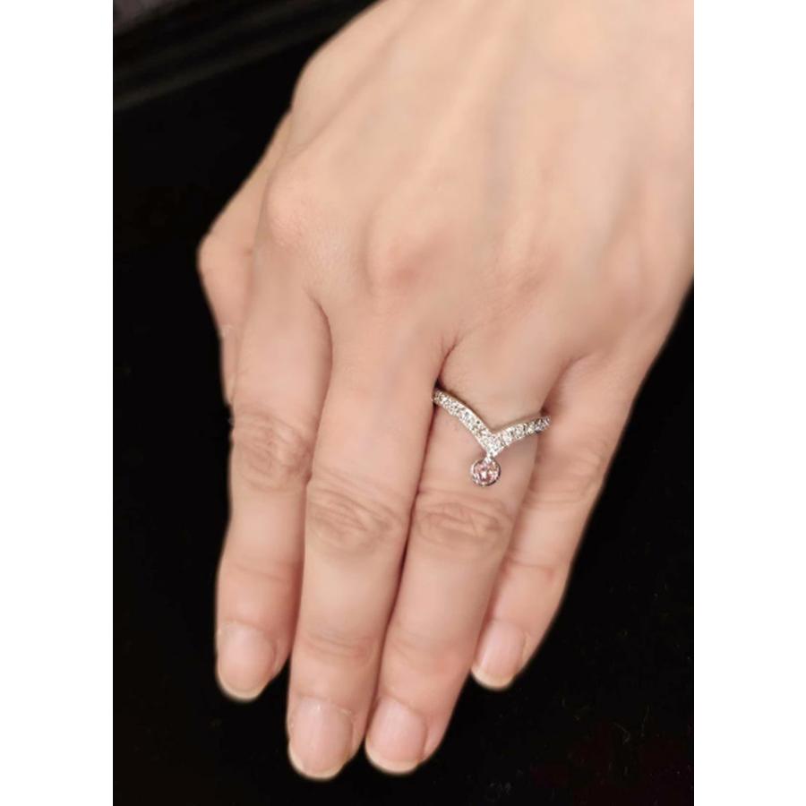 K10 V字モチーフ ダイヤモンド エタニティ リング ピンクダイヤモンドリング V字のエタニティリングさん プラチナ