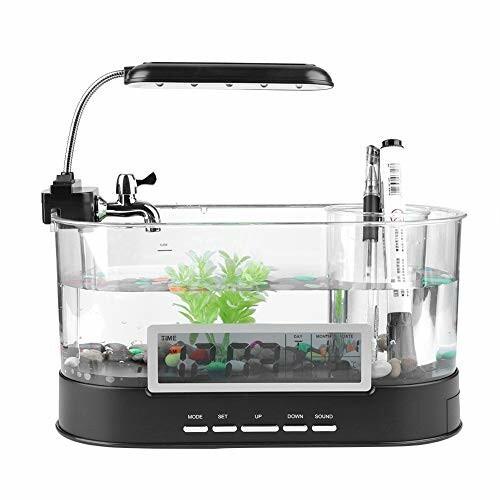高品質の人気 収納機能下部に小さな引き出しと透明なペ 水生植物育 時間 日付 温度表示 ペット用品 ライト 水槽 Ledライト 文具収納 ミニ水槽 メダカ飼育セット Xuuyuu 水槽