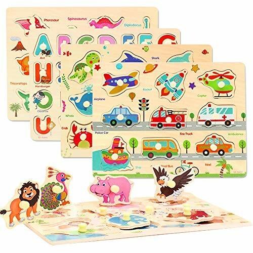 Corper Toys 木製パズル 型はめパズル かたはめパズル 積み木 5種類シリー 英語おもちゃ 正規店 パズル 形認識 形合わせ