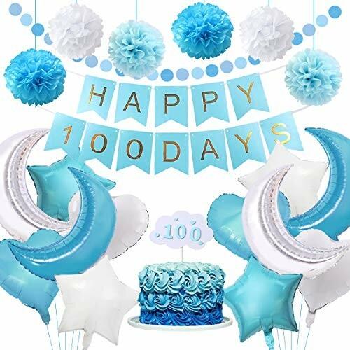 100日お祝い 誕生日 最安値 飾り付け 男の子 子供 セット パーティー ポンポンフラワー 100daysバルーン デコレーション